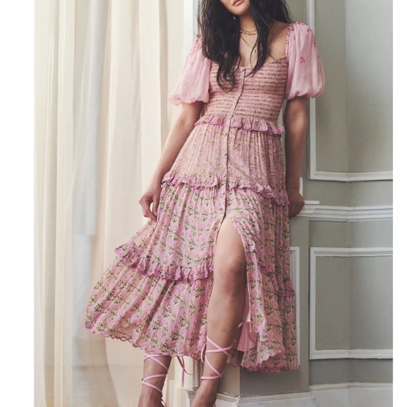 HEMANT & NANDITA Pink Floral Maxi Dress - Picture 1 of 11